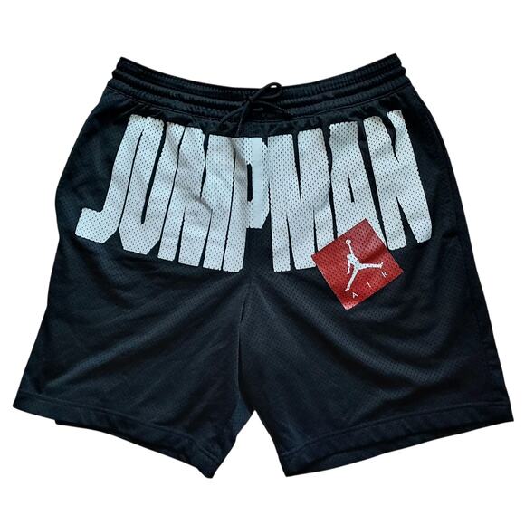 Jordan Jumpman Air Mesh Basketball Shorts Red Retro 90s Logo Black White Size LG - Picture 2 of 7